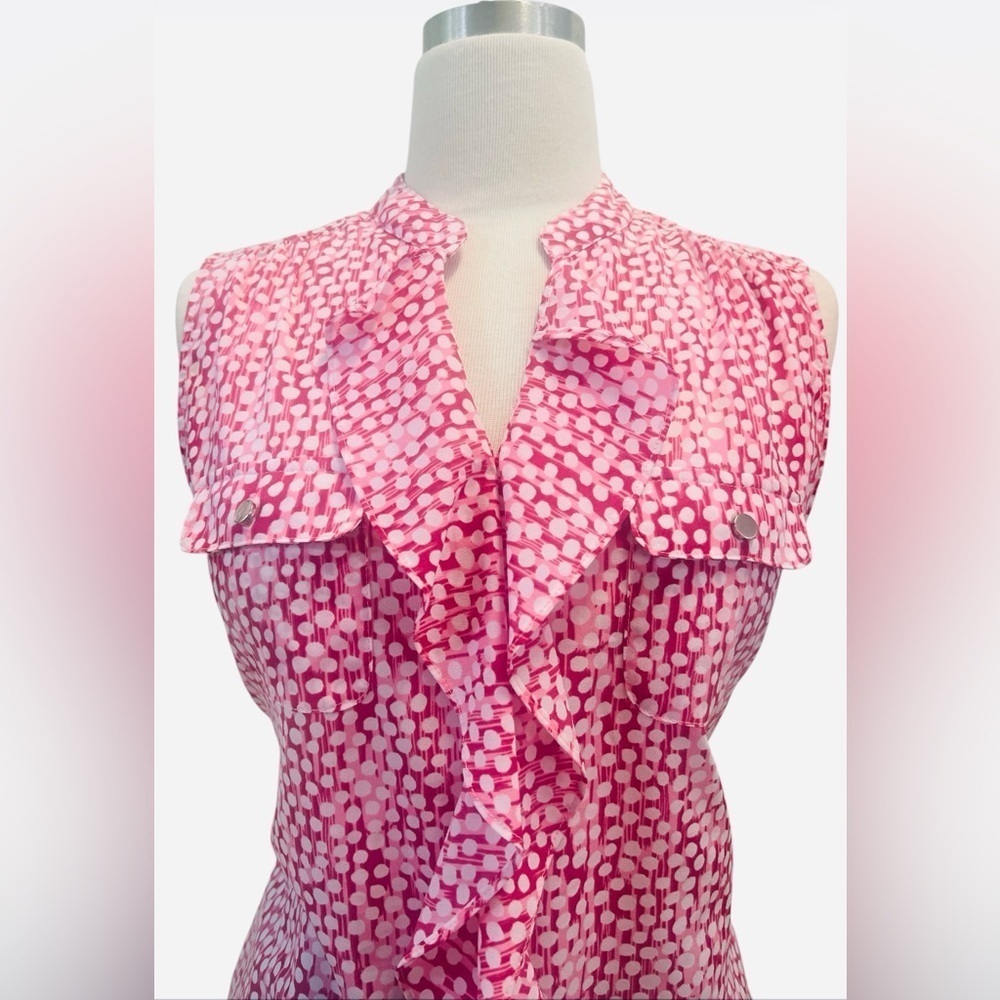 Pink Sleeveless Ruffle Blouse - Picture 4 of 6